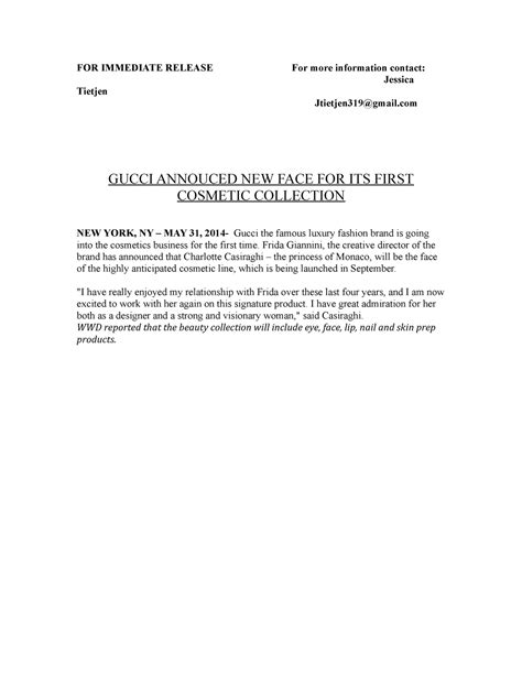 gucci sales memo